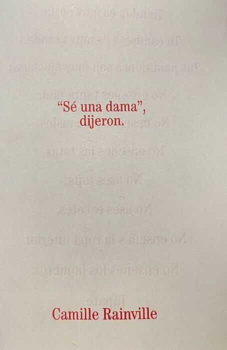 "Sé una dama", dijeron | CAMILLE RAINVILLE